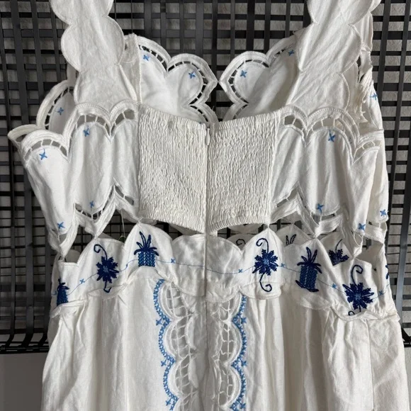 Farm Rio Cross-Stitch Richelieu Linen Blend Dress - Picture 10 of 10